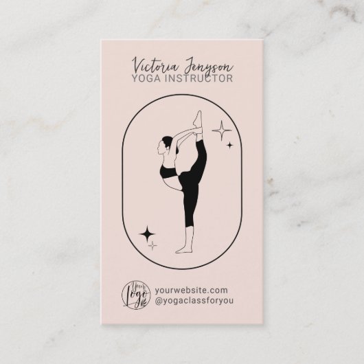 Rosa Stern Yogalehrer Lehrer Visitenkarte (Vorderseite)