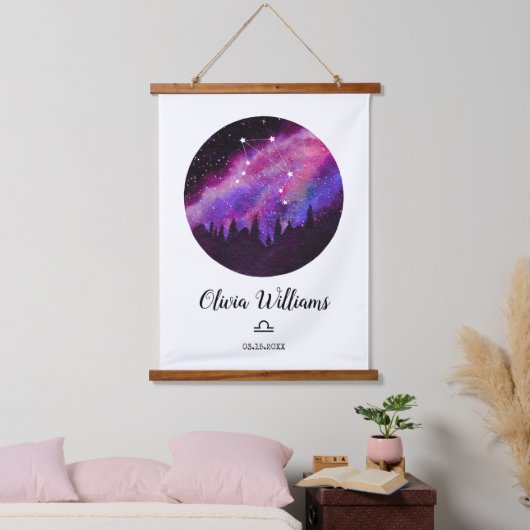 Rosa Sternbild Libra Horoskop Zeichengeschenk Wandteppich Mit Holzrahmen (Schlafzimmer)
