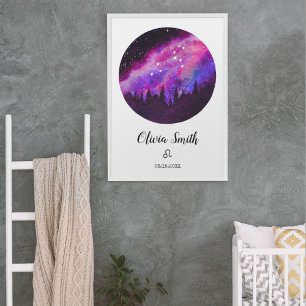 Rosa Sternbild Löwe Horoskop-Sternzeichen-Geschenk Poster