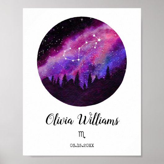 Rosa Sternbild Skorpio Horoskop Schildergeschenk Poster (Vorne)