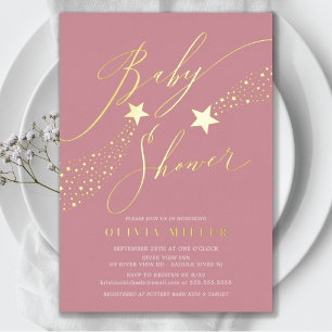 Rosa Sternchen-Baby-Party-Folie-Einladung Folieneinladung