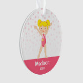 Rosa Sterne Blonde Girl Gymnastik Personalisiert Ornament (Vorderseite)