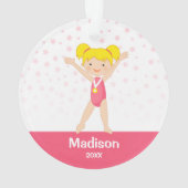 Rosa Sterne Blonde Girl Gymnastik Personalisiert Ornament (Rückseite)