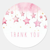 Rosa Sterne Danke für den Aufkleber (Vorderseite)