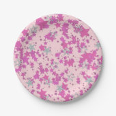 Rosa Sterne der Rose Pappteller (Vorderseite)