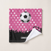 Rosa Sterne Fußball und Ventilatoren Badhandtuch Set (Waschlappen)