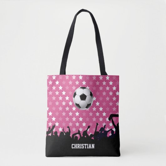 Rosa Sterne Fußball und Ventilatoren Tasche (Vorderseite)