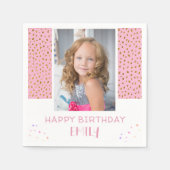 Rosa Sterne Glitzer Geburtstag Kinder Foto Serviette (Vorderseite)