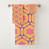 Rosa Sterne Hexagon Muster Badhandtuch Set (Insitu)