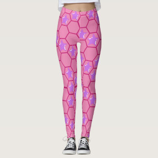 Rosa Sterne in fuchsienartigen Waben Leggings