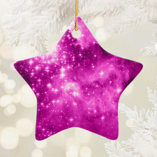 Rosa Sterne Keramik Ornament