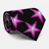 Rosa Sterne Krawatte schwarz (Gerollt)