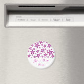 Rosa Sterne Kühlschrankmagnet "Dein Text" weiß (In Situ (Geschirrspüler))