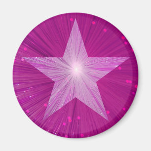 Rosa-Sterne-Kühlschrankmagnet rund Magnet
