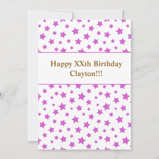 Rosa Sterne mit Botschaft zum Geburtstag Einladung (Vorderseite)