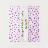 Rosa Sterne mit Botschaft zum Geburtstag Wandteppich (Vorderseite)