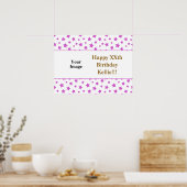 Rosa Sterne mit Message Foto Geburtstag Poster (Küche)