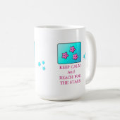 Rosa Sterne mit Sprichwort Kaffeetasse (VorderseiteRechts)