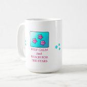 Rosa Sterne mit Sprichwort Kaffeetasse (Vorderseite Links)