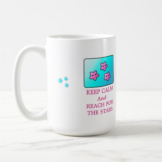 Rosa Sterne mit Sprichwort Kaffeetasse (Links)