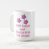 Rosa Sterne mit Spruch Kaffeetasse (Vorderseite Links)