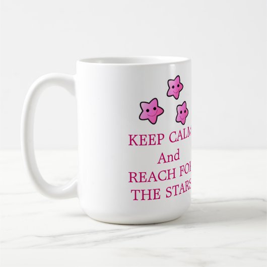 Rosa Sterne mit Spruch Kaffeetasse (Links)