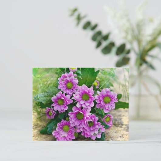 Rosa Sterne Postkarte (Stehend Vorderseite)