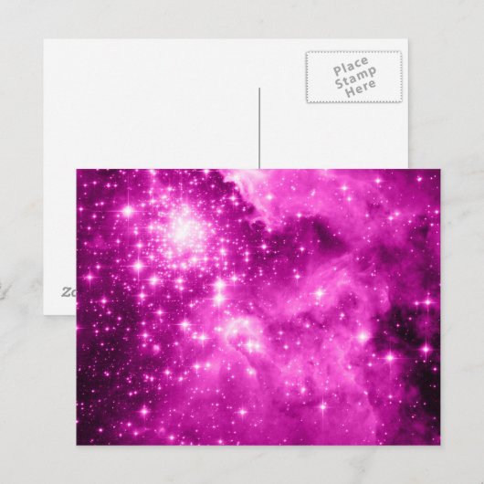 Rosa Sterne Postkarte (Vorne/Hinten)