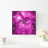 Rosa Sterne Quadratische Wanduhr (Zuhause)