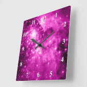 Rosa Sterne Quadratische Wanduhr (Winkel)