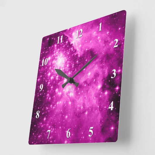 Rosa Sterne Quadratische Wanduhr (Winkel)
