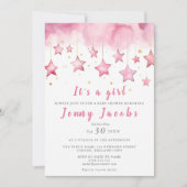 Rosa Sterne träumende Babydusche Einladung (Vorderseite)