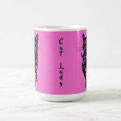 Rosa Sterne und schwarze Katzen Ladypografie Kaffeetasse (Mittel)