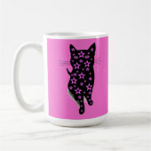 Rosa Sterne und schwarze Katzen Ladypografie Kaffeetasse (Links)