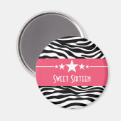 Rosa Sterne Zebra Print Sweet 16 Magnet (Vorderseite/Rückseite)
