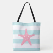 Rosa Sternfisch auf Minzstreifen Tasche (Rückseite)
