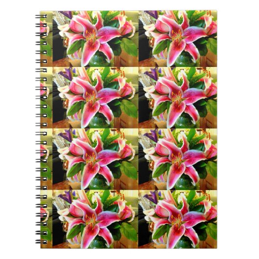 Rosa Sterngazer Lilie Notebook Notizblock (Vorderseite)