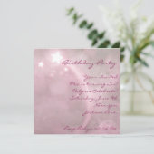 Rosa Sternstaub Geburtstagseinladung Einladung (Stehend Vorderseite)