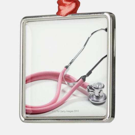 Rosa Stethoskop Silbernes Ornament (Links)