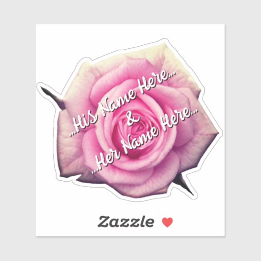 Rosa Sticker Romantische Rose Hochzeitsticker (Blatt)