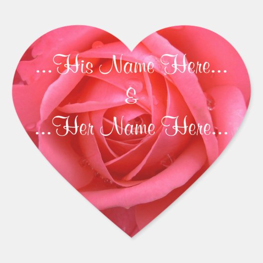 Rosa Sticker Romantische Rose Hochzeitsticker (Vorderseite)