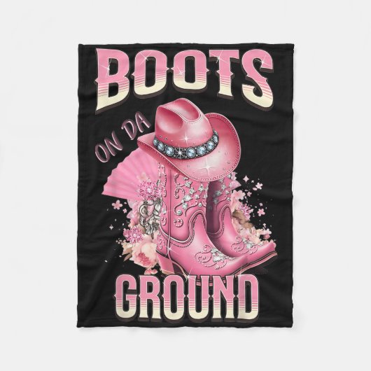Rosa Stiefel auf Da Ground Western Cowgirl Hut und Fleecedecke (Vorderseite)