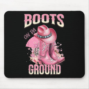 Rosa Stiefel auf Da Ground Western Cowgirl Hut und Mousepad