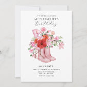 Rosa Stiefel Blume Bouquet Einladung (Vorderseite)