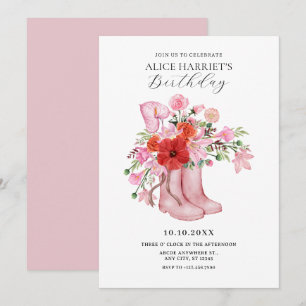 Rosa Stiefel Blume Bouquet Einladung