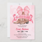 Rosa Stiefel & Bubbly Brautparty Einladung (Vorderseite)
