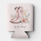 Rosa Stiefel & Glänzendes Champagnerglas Brautdusc Dosenkühler (Rückseite)