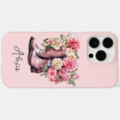 Rosa Stiefel mit Blumen Monogramm Case-Mate iPhone Hülle (Rückseite (Horizontal))