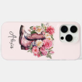 Rosa Stiefel mit Blumen Monogramm Case-Mate iPhone Hülle (Rückseite (Horizontal))