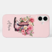 Rosa Stiefel mit Blumen monogrammiert Case-Mate iPhone Hülle (Rückseite (Horizontal))